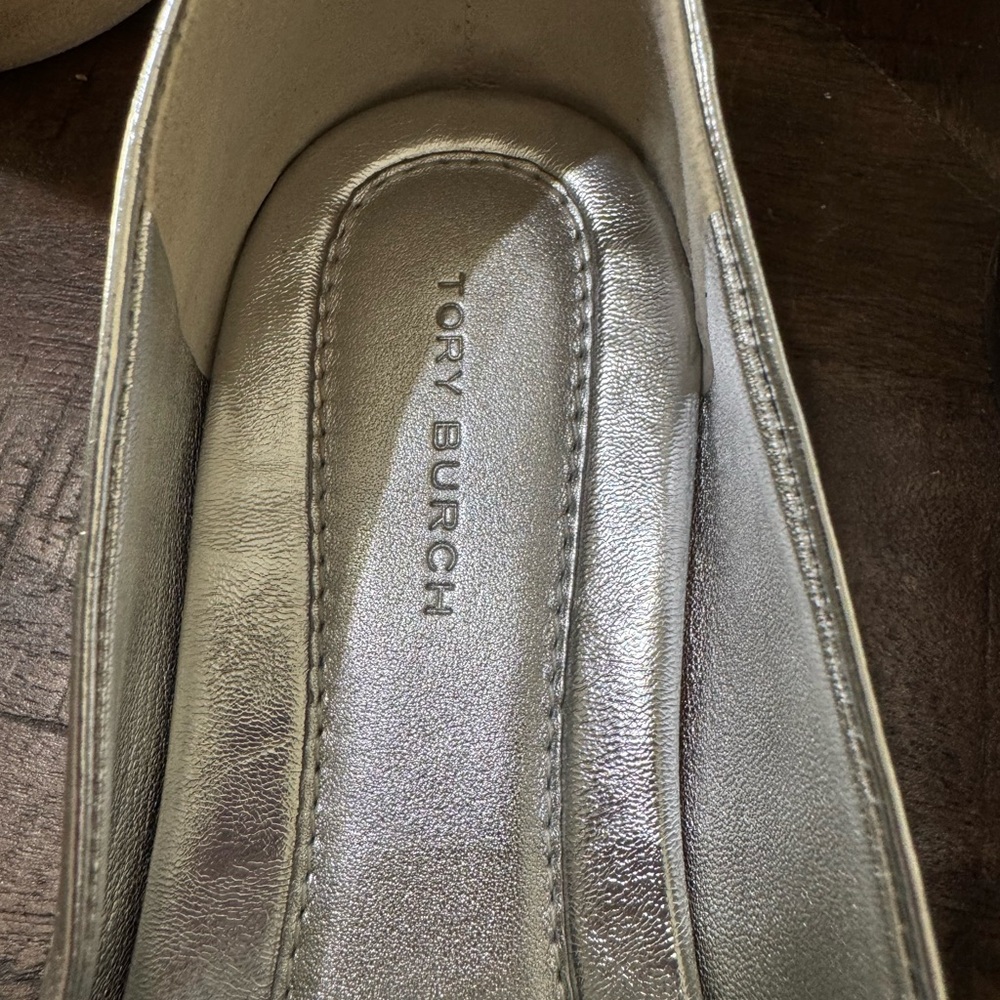 EUC Tory Burch Metallic Silver Loafers - Picture 8 of 8